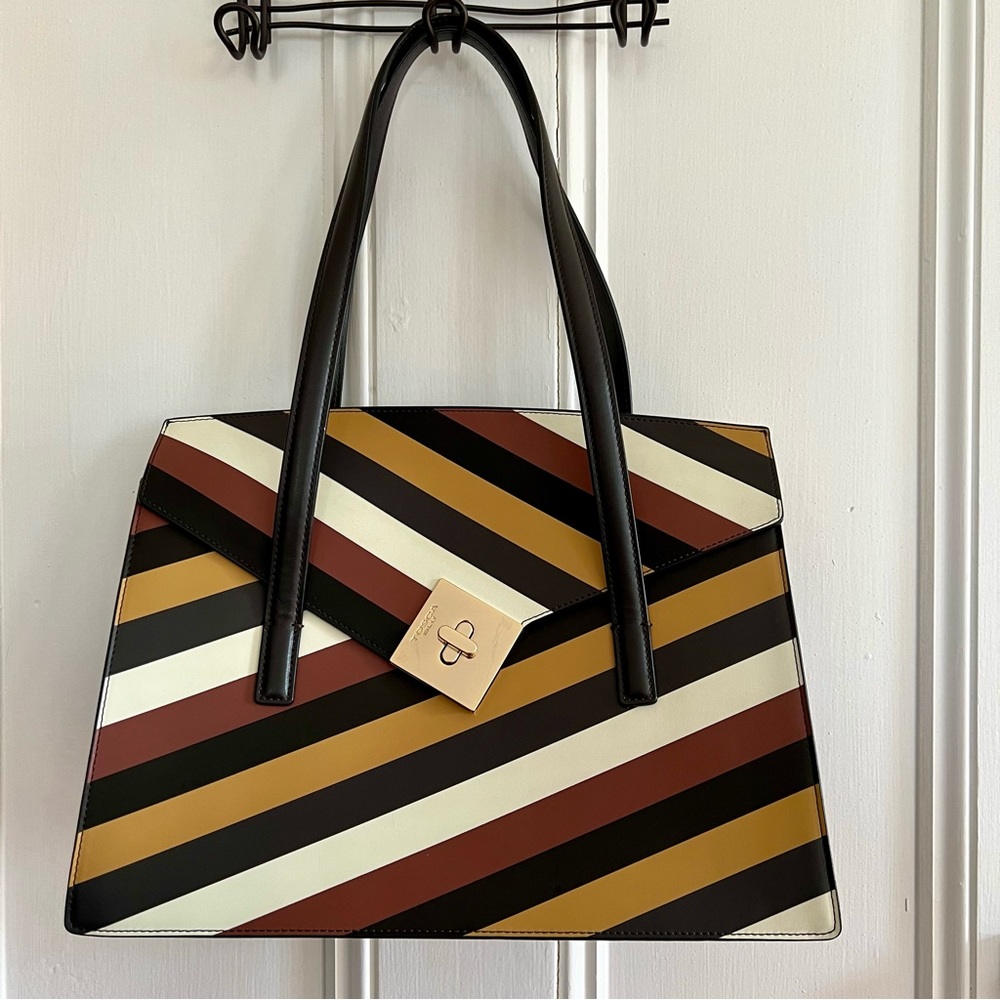 TOSCA BLU Striped Leather Tote NWOT